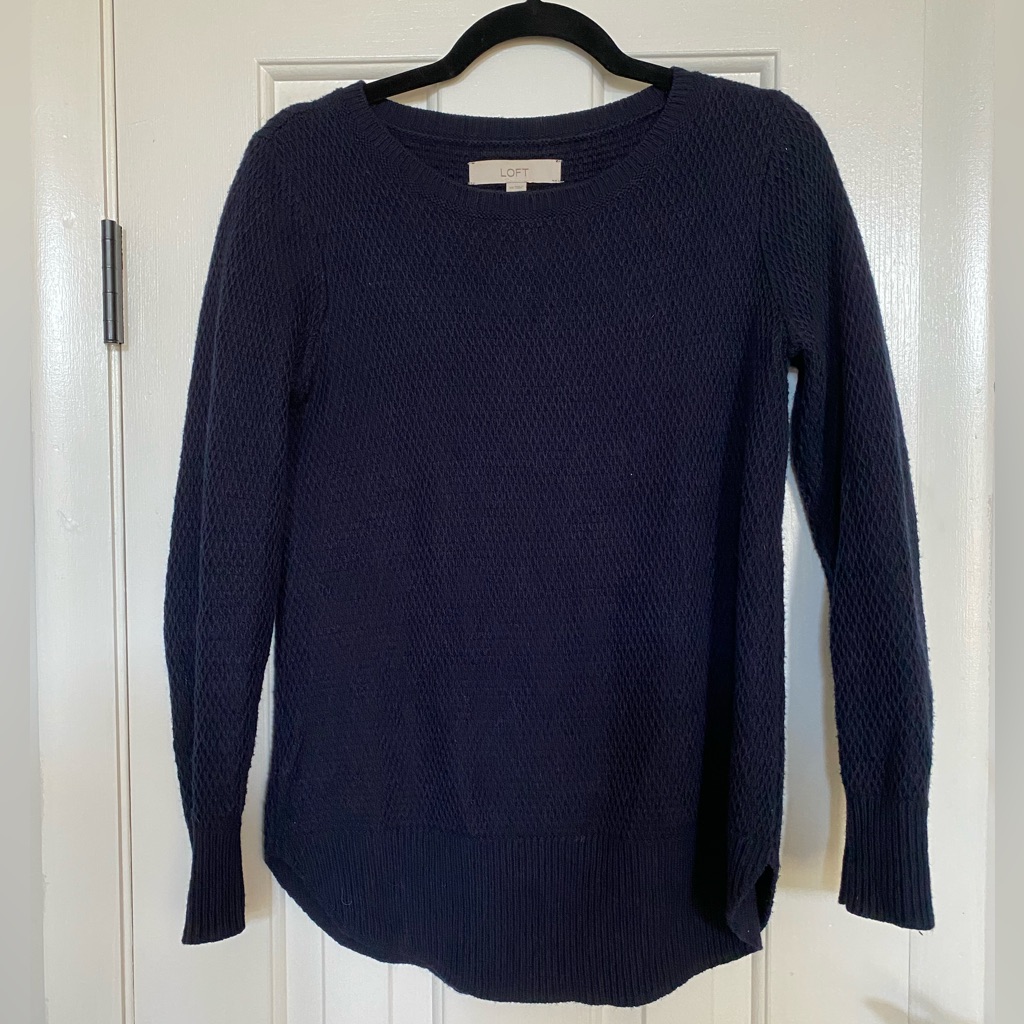 Loft Women's Navy Blue Crew Neck Sweater